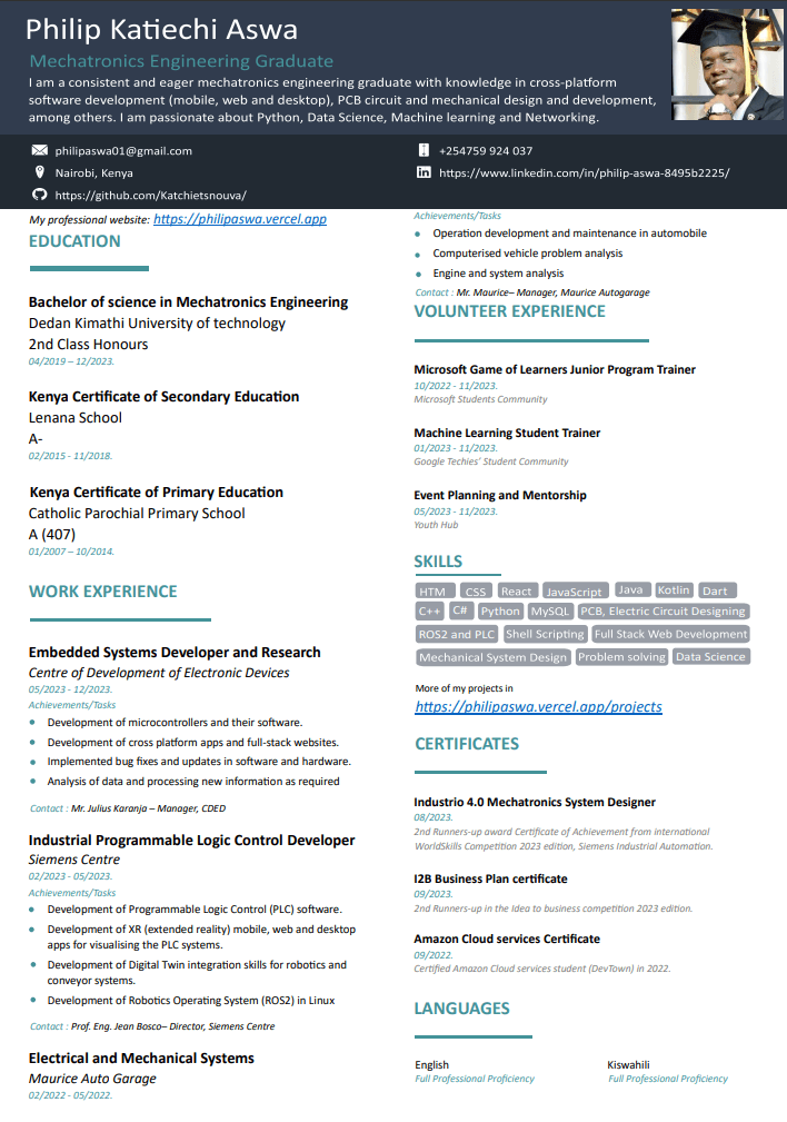 Philip Aswa cv