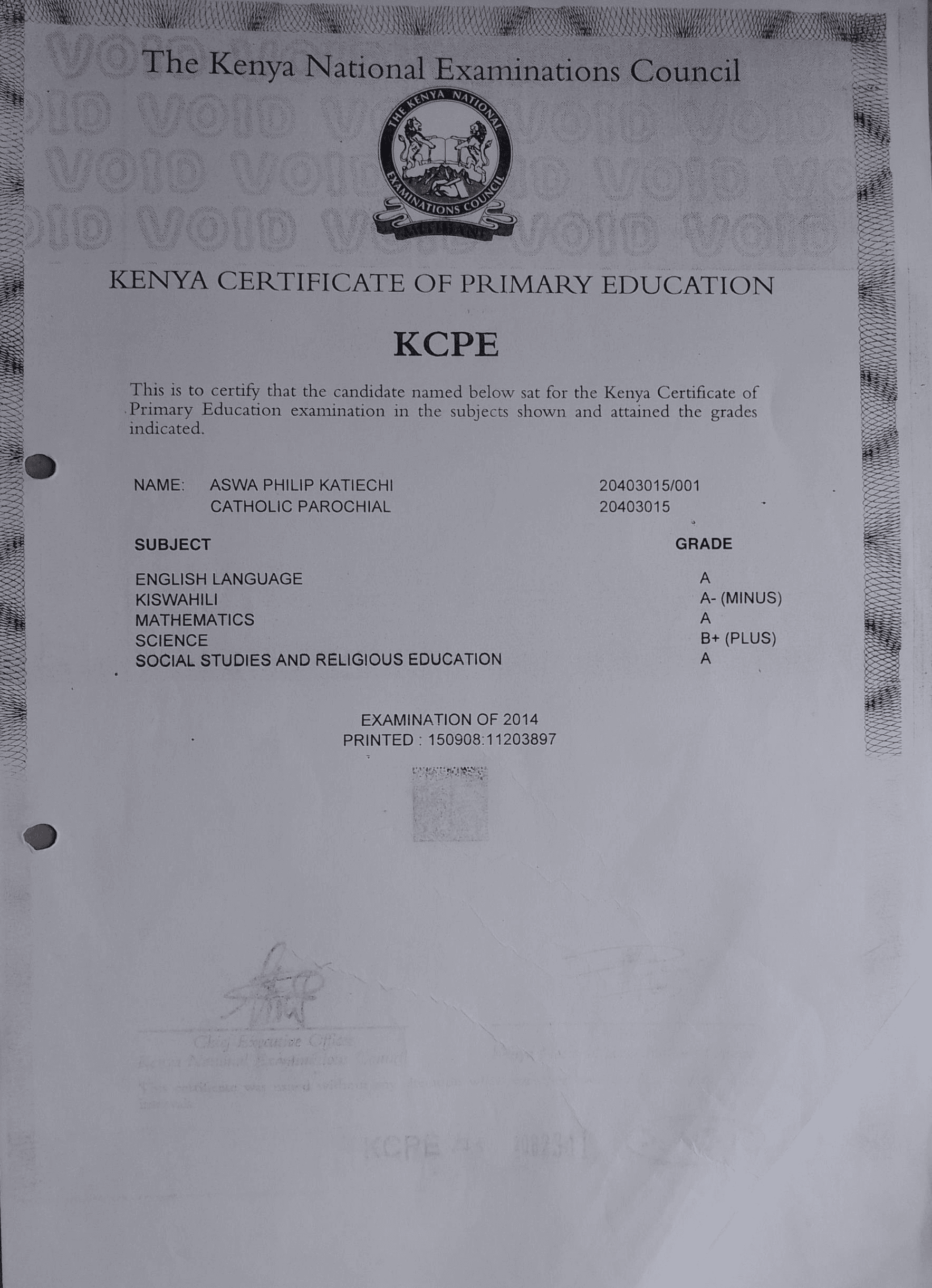 Academic Certificate 1