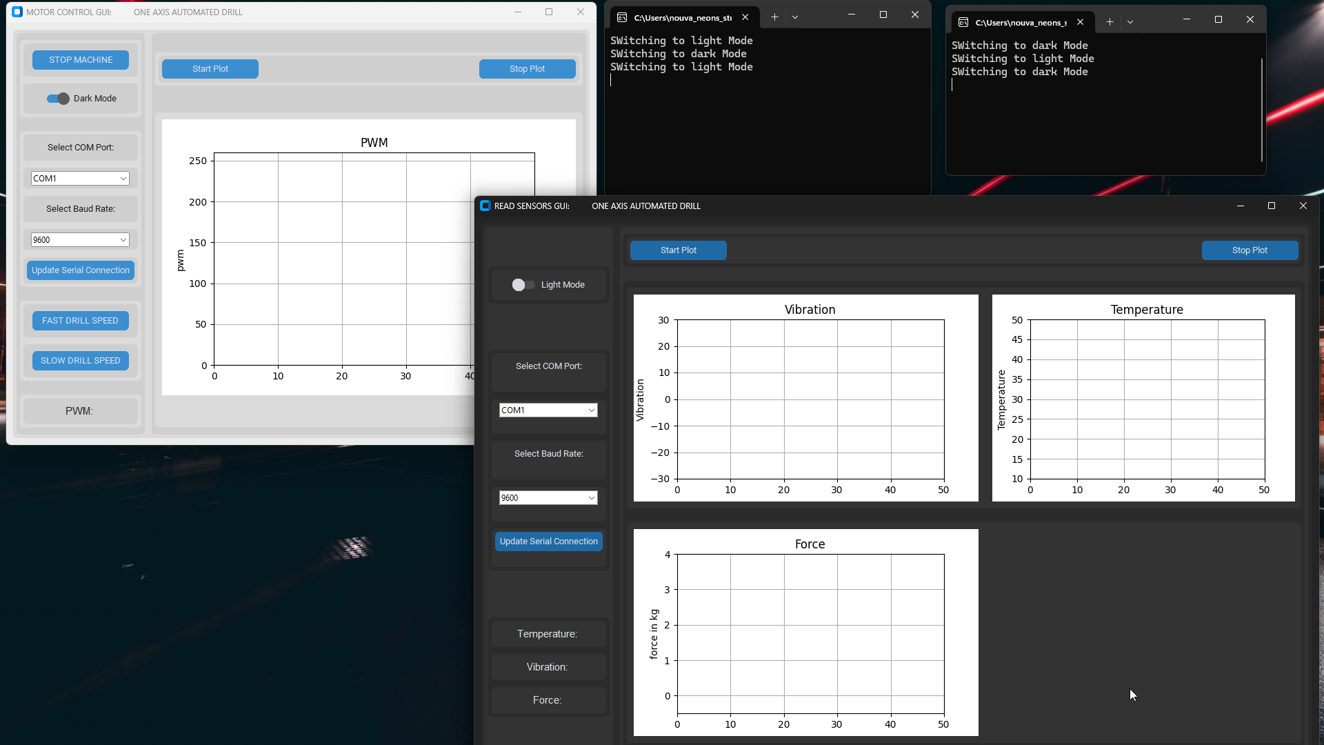 Embedded System GUI for Automated One Axis Drill