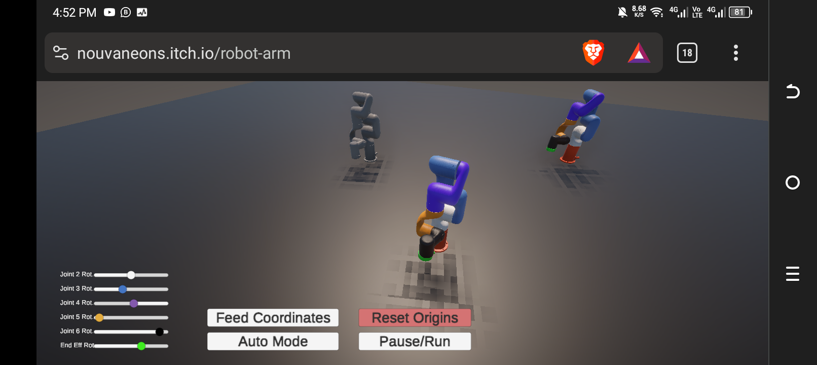 3D Robot arm in Web platforms